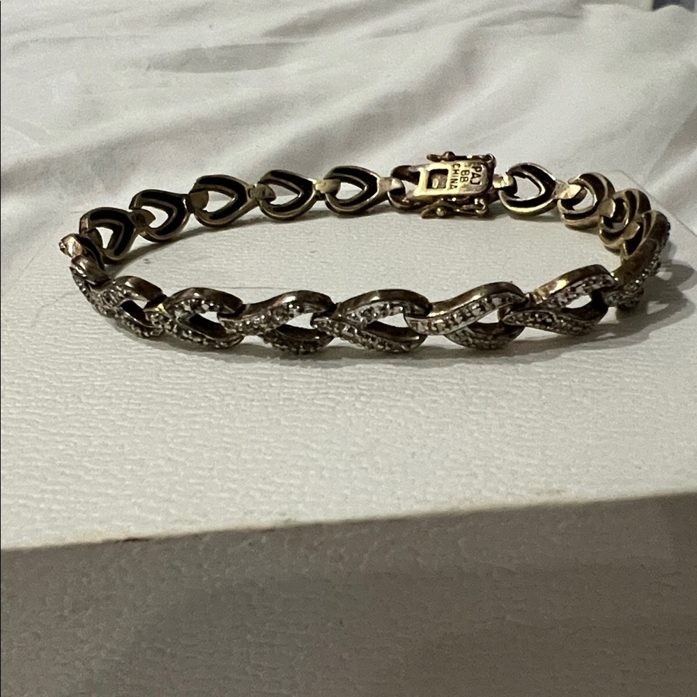 PAJ BB Signed Gold Tone CZ Link Bracelet - Picture 1 of 6